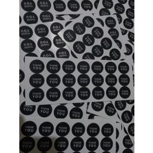 Genç Girişimci Kuşe Sticker - Thank You- Siyah Zemin -(3X3CM) 50 Adet