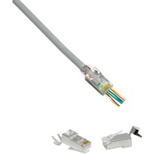 Nusrat Bilişim Frisby FNW-RJ4534N CAT6A-CAT7 Ez RJ45 Kutuda 70 Adet Yeni Nesil Delikli Metal Konnektör