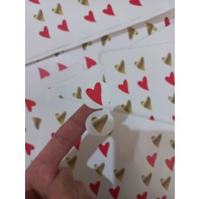 Genç Girişimci Kuşe Sticker-Gold-Kırmızı Kalp- (2,5x2,5 Cm) 50 Adet