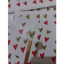 Genç Girişimci Kuşe Sticker-Gold-Kırmızı Kalp- (2,5x2,5 Cm) 50 Adet