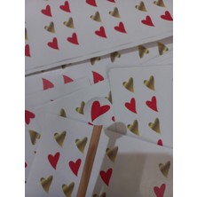 Genç Girişimci Kuşe Sticker-Gold-Kırmızı Kalp- (2,5x2,5 Cm) 50 Adet