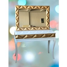 Bengi Ticaret Dresuar Pramit Model Parlak Lake Gold  Beyaz Ahşap Kayın Aslan Avangart  Ayak Ahşap El Yapım