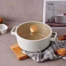 Neoflam Fika Alüminyum Döküm 10 Parça Krem Cam Kapaklı Tencere Tava Seti