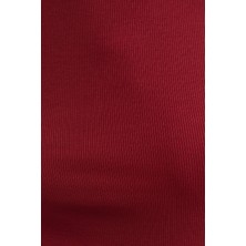 la & vetta Kadın Bordo Fitilli T-Shirt Halter Yaka Örme Atlet