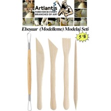 Artlantis Ebeşuar Seti 5 Li 15 cm 1 Paket Ahşap Modelaj Modelleme Aletleri Seramik Kil ve Heykel Modelaj Kalemi