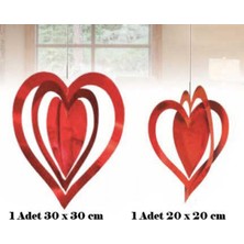 Kidspartim Iç Içe Kalp Süs 2 Li Metalize Kırmızı