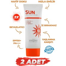 Foodaholic Multi Sun 2 Adet 70 ml Adenozin İçeren Yapışkan His Bırakmayan SPF50 Pa+++ Uva/uvb Güneş Kremi