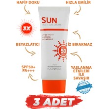 Foodaholic Multi Sun 3 Adet 70 ml Adenozin İçeren  Yapışkan His Bırakmayan SPF50 Pa+++ Uva/uvb Güneş Kremi