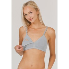 Parlingerie Gri Pl Emzirme Sütyeni Pamuk Kumaşlı Yumuşak Dokulu Rahat Kullanım