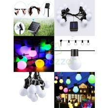 Epazzar 10'lu Büyük Top Ampul 8 Fonksiyonlu Festival Kamp Bahçe Solar Panelli LED Işık Dizeleri Multicolor