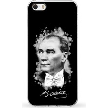 Printify Apple iPhone 5 Uyumlu Kapak Atatürk Tasarımlı Şeffaf Silikon Kılıf