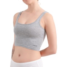 Yeap Underwear Yeap Underwear askılı Gri Günlük Kullanım Veya Spor Için Pamuklu Likralı Kadın Crop Büstiyer Bralet Yk9-1