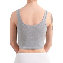 Yeap Underwear Yeap Underwear askılı Gri Günlük Kullanım Veya Spor Için Pamuklu Likralı Kadın Crop Büstiyer Bralet Yk9-1