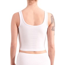 Yeap Underwear Yeap Underwear askılı Beyaz Günlük Kullanım Veya Spor Için Pamuklu Likralı Kadın Crop Büstiyer Bralet Yk9-1