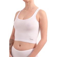 Yeap Underwear Yeap Underwear askılı Beyaz Günlük Kullanım Veya Spor Için Pamuklu Likralı Kadın Crop Büstiyer Bralet Yk9-1