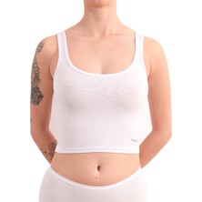 Yeap Underwear Yeap Underwear askılı Beyaz Günlük Kullanım Veya Spor Için Pamuklu Likralı Kadın Crop Büstiyer Bralet Yk9-1