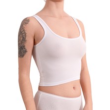 Yeap Underwear Yeap Underwear askılı Beyaz Günlük Kullanım Veya Spor Için Pamuklu Likralı Kadın Crop Büstiyer Bralet Yk9-1