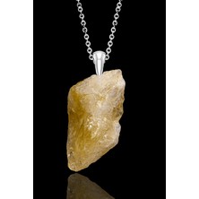 Tesbih Atölyesi Ham Işlenmemiş Sitrin Taşı Kolye - Brezilya