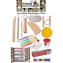 Artlantis Seramik Başlangıç Boyama Seti 24 Parça 1 Paket Kil Hamuru Fırça Palet Akrilik Boya Modelaj Modelleme Heykel Ebeşuar