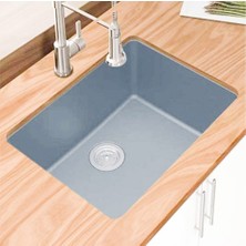Nokta Tezgah Altı Düz Açık Gri Granit Evye 49CM x 37 cm Eviye