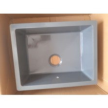 Nokta Tezgah Altı Düz Açık Gri Granit Evye 49CM x 37 cm Eviye