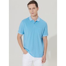 Altınyıldız Classics Polo Yaka Mavi - Beyaz Erkek T-Shirt 4A9000000004