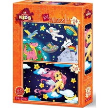 Art Puzzle Art Kids 24+35 Parça Astronot ve Mini Pegasus Çocuk Yapboz /