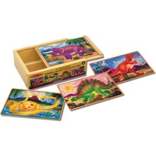 Melissa&Doug Melissa & Doug Ahşap 12 Parçalı 4 Yapboz Seti - Dinozorlar