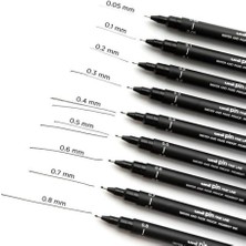 Uni Ball Pin 0.2mm Akrilik Uçlu Teknik Çizim Kalemi 1 Adet Siyah Renkli Hassas Kalem