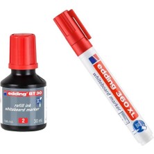 Edding 360XL Kırmızı Tahta Kalem- BT30 Kırmızı 30ML Tahta Kalemi Mürekkebi