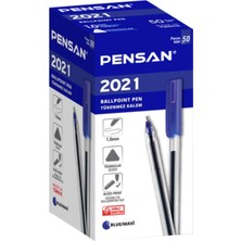 Pensan Tükenmez Kalem 50LI Üçgen Gövdeli Şeffaf Mavi 2021