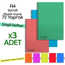 Fragman Yayınları A4 72 Yaprak 3 Adet Çizgili Okul Defteri Planlayıcı Hediyeli Plastik Kapak Spiralli
