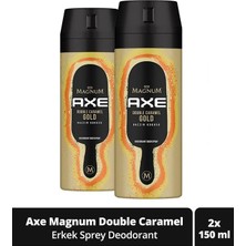 Axe Magnum Erkek Deodorant & Bodyspray Double Caramel Gold Hazzın Kokusu 150 ml X2