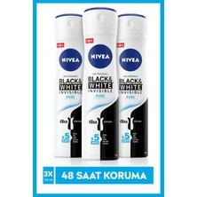 Nivea Invisible Black&white Pure Kadın Sprey Deodorant 150 ml X3 Adet,48 Saat Anti-Perspirant Koruma