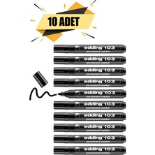 Edding 103 Kalıcı Işaretleyici Marker Siyah Kalem Metal Plastik Cam (10 Adet)