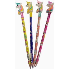 EC Shop Sevgi Kırtasiye Unicorn Başlıklı Kurşun Kalem Seti 4 Lü Set