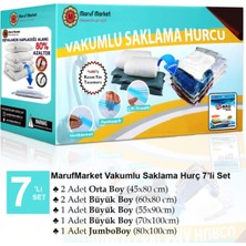 Ülbag Marufmarket 7'Li Vakumlu Saklama Poşeti Seti-4 (Yastık - Elbise - Battaniye-Yorgan Hurcu) Vakumhurcu