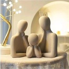 EC Shop Eyll Üçlü Aile Dekoratif Beton Heykel Obje Biblo