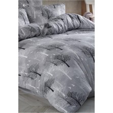 EC Shop Sheri Home Tekstil Cotton Gri Ağaç Çift Kişilik Nevresim Takımı Seti
