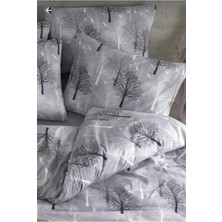 EC Shop Sheri Home Tekstil Cotton Gri Ağaç Çift Kişilik Nevresim Takımı Seti