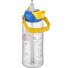 Uzspace 730ML Tritan Tek Kapak Çift Kullanım Pipetli/pipetsiz Askı Aparatlı Tritan Çocuk Su Matarası