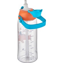 Uzspace 730ML Tritan Tek Kapak Çift Kullanım Pipetli/pipetsiz Askı Aparatlı Tritan Çocuk Su Matarası