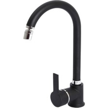 Kca Armatür Kca Siyah Krom Oynar Uçlu Lüx Mutfak Musluğu Bataryası Çeşmesi