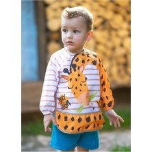 Bebechi Unisex Bebek Turuncu Renk Sevimli Zürafa Uzun Kollu Cepli Giyilebilir Mama Önlüğü Aktivite Önlüğü