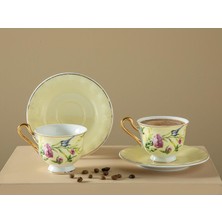 English Home Vanilla New Bone China 4 Parça 2 Kişilik Kahve Fıncan Takımı 90 ml Açık Sarı