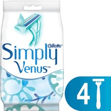 Gillette Venus Simply 2 Kullan At Kadın Tıraş Bıçağı 4'lü Kayganlaştırıcı Şeritli Rahat Tıraş