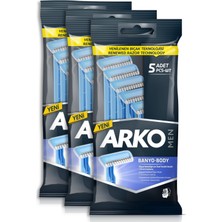 Arko Men Banyo Tıraş Bıçağı 15'li Kullan At Bıçak Ergonomik Tasarımlı Hassas Cilt Dostu