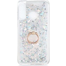 Heptek İletişim Huawei P30 Lite Kılıf Sıvılı Akışkanlı Renkli Desenli Simli Yüzüklü Silikon Kapak (Milce)