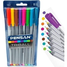 Pensan Triball Tükenmez Kalem 1.0 mm Bilye Uç 8'li Renkli Tk.k