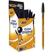 Bic Siyah Tükenmez Kalem Cristal 1 mm Siyah Medium (50 Li Paket)